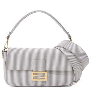 Fendi Mamma Bucket Shoulder Bag Striped White Gray
